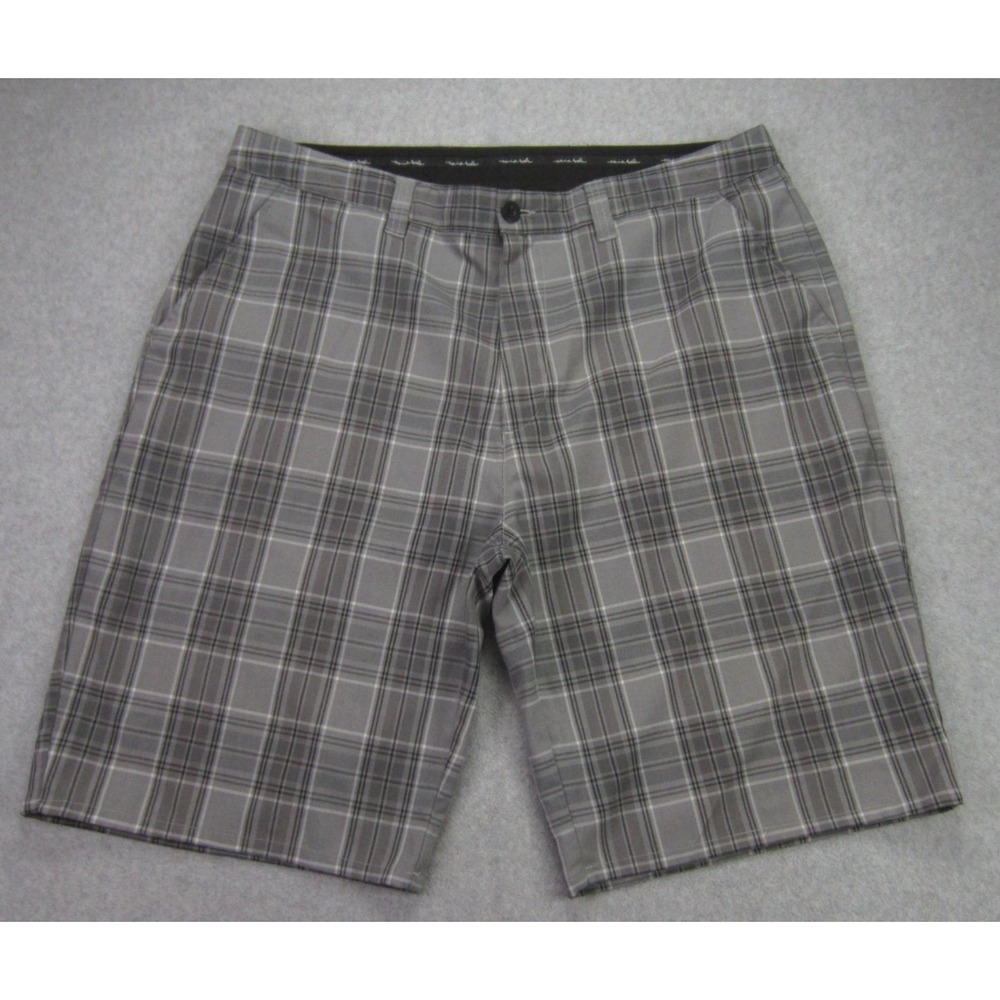 Travis Mathew Mens 38 Shorts Black Gray Plaid‎ Golf Performance Chino Preppy